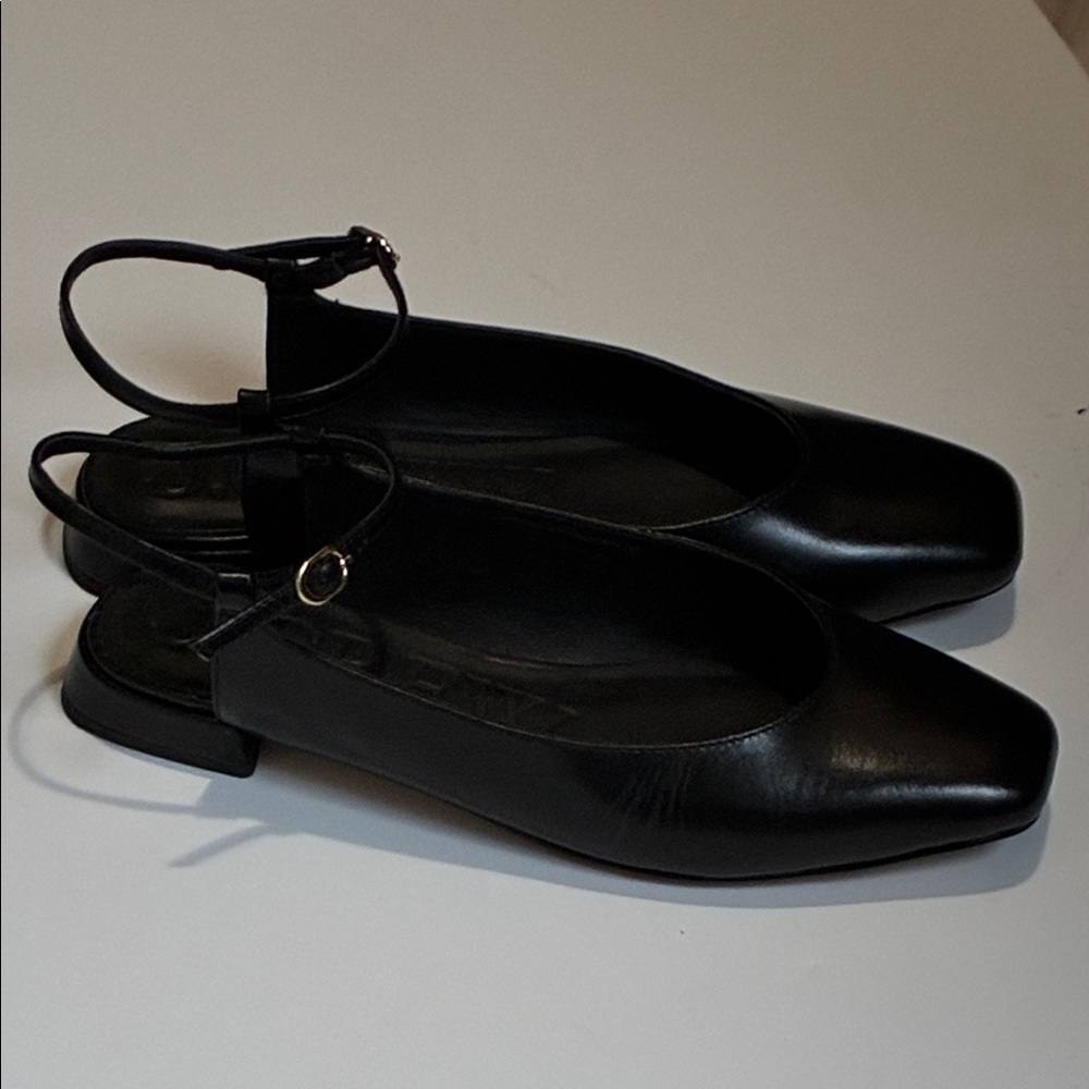J.Crew black leather flats ankle strap 7